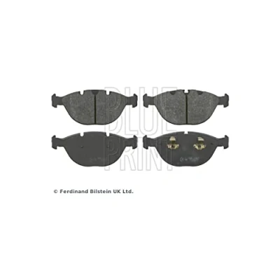 Image of 34116756350, 34116761282 Brake pad set BLUE PRINT ADB114239 Front Axle prepared for wear indicator with piston clip BMW: X5