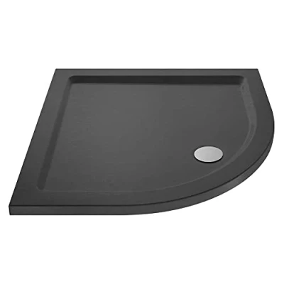 Image of VeeBath Quadrant Shower Tray 760x760mm, Stone Resin for Enclosure, Glass Door Bathroom Slate Grey