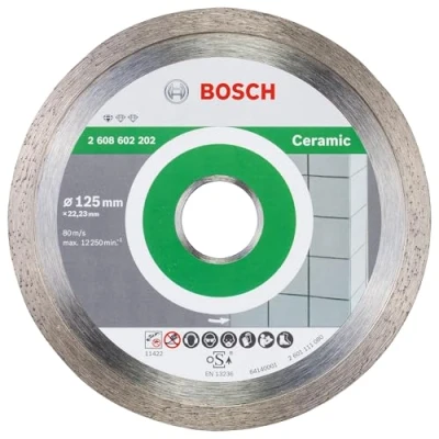 Image of Bosch Professional 1x Diamond Cutting Disc Standard for Ceramic (for Stone, Tile, Ceramic, Ø 125 x 22,23 1,6 7 mm, Accessories Angle Grinders)
