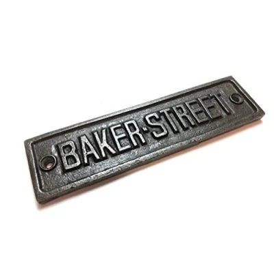 Image of Cast Iron BAKER STREET Antique Sign 125mm x 33mm