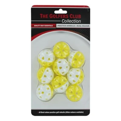Image of The Golfers Club Plastic Airflow Golf Balls x 9 (White / Yellow)