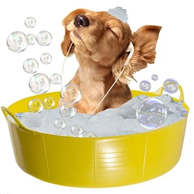 Image of Red Gorilla YELLOW Dog Bath, Paddling Pool, Doggy Flexi Shallow 35 Litre TubTrug Pet