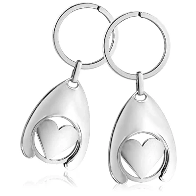 Image of com four® 2x key fob heart in shopping cart chip, pendant with removable chip for the (2 pieces heart)