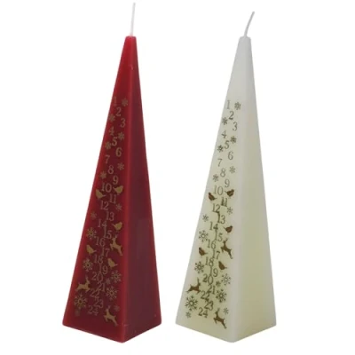 Image of SiL Interiors Traditional Christmas 20cm Advent Candles Red White Set of 2