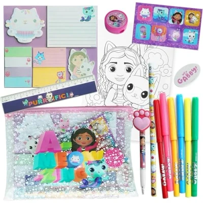 Image of Gabby&#039;s Dollhouse Kids Colouring Kit Arts &amp; Crafts Stationery Set Markers Drawing Supplies Creative Gift for Girls