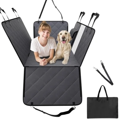 Image of VEVOR Back Seat Extender for Dogs,Dog Hammock Car seat,Waterproof Hard Bottom Dog Cover 54&quot;x24&quot;,Supports 400lbs with Mesh Window and Storage Pocket Car, SUV