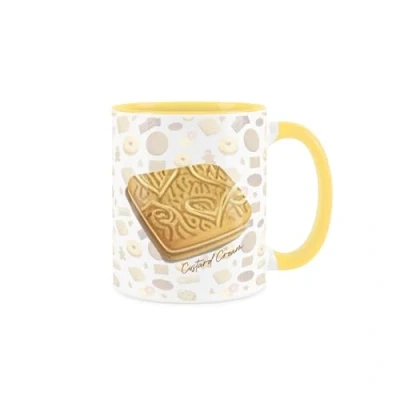 Image of Purely Home Custard Cream Ceramic Mug Novelty British Biscuits/Cookie Print Tea Coffee Gift/Present Yellow