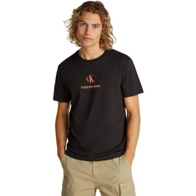 Image of Calvin Klein Jeans Shadow LOGO TEE Print Tshirt, Men&#039;s, Size: XXS, Black