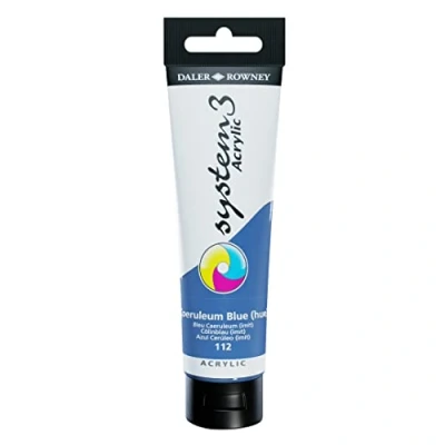 Image of Daler Rowney System3 Acrylic Paint, Plastic Tube, 5.07oz 150 ml, Coeruleum Blue Hue
