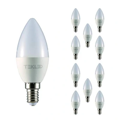Image of TEKLED® C37 LED Candle Bulbs E14 Small Edison Screw Energy Saving 5W Light Bulb 40W Incandescent Equivalent 6500K 400 LM NONDIMMABLE 10 Pack Daylight