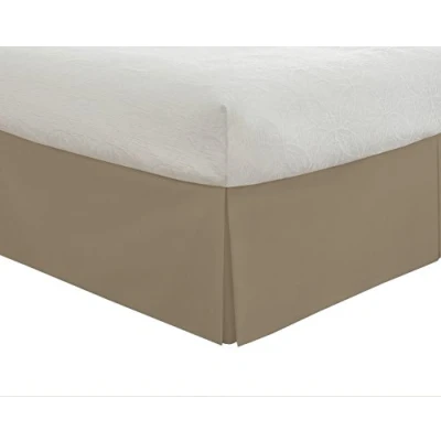 Image of Lux Hotel Tailored Bed Skirt Classic 14&quot; Drop Length Pleated Styling, Twin, Mocha
