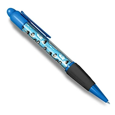 Image of Destination Vinyl ltd 1 x Blue Ballpoint Pen (Black Ink) Cartoon Penguins Iceberg Ice #3174