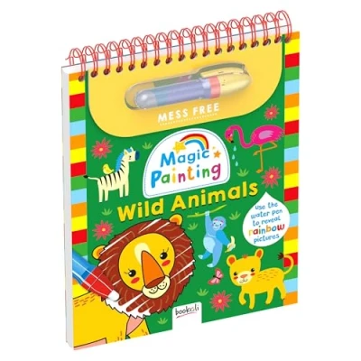 Image of Bookoli Magic Painting Wild Animals Mess Free Book Water Activity Arts and Crafts for Toddlers includes Re fillable Pen 6 useable Pictures