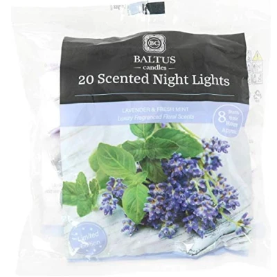 Image of Baltus Limited Edition Pack of 20 Tealight Night Light Candles Lavender &amp; Fresh Mint