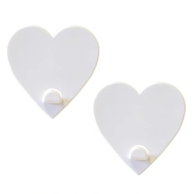 Image of KalaMitica Set of 2 Magnetic Wall Hangers with Powerful Magnet White Hearts