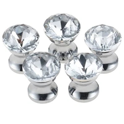 Image of Mgoodoo 5Pcs 12mm Crystal Knobs Mini Diamond Jewelry Box Small Glass Clear Pull Handles for Handmade Drawer Cabinet Cupboard Wardrobe Single Hole