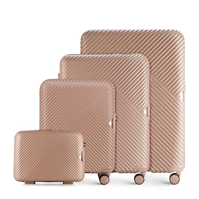 Image of WITTCHEN Travel Suitcase Carry On Cabin Luggage Hardshell Made of Polycarbonate with 4 Spinner Wheels Combination Lock Telescopic Handle GL Style Line Set suitcases Powder Pink