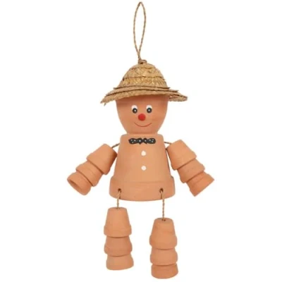 Image of Adorable Orange Terracotta Pot Man (33cm x 12.5cm) Unique Gift Idea, Eye Catching Novelty Design &amp; Durable Material Perfect Home Garden Decor