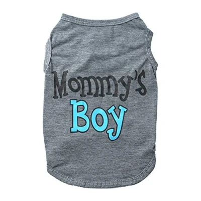 Image of Dog Shirts for Small Medium Dogs, Pet Summer T Mommy&#039;s Boy Letter Printed Breathable Clothes Puppy Shirt Sweatshirt Tshirt Vest Dogs Grey M