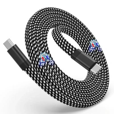 Image of Magtame USB C Cable, Magnetic to Cable 60W(3A), 5ft Coiled Charger Cable,Flat Nylon Braided Type Fast Charging Cord Compatible for Device Pad Samsung Galaxy, Black