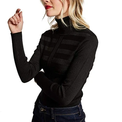 Image of Morgan Women&#039;s Pull Manche Longue Col Roulé Lurex Mentosa Sweater, Noir, Tm