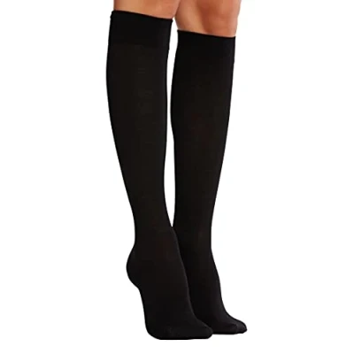 Image of Wolford Women&#039;s Merino Knee Highs Tights, Black, Small (Size:S)
