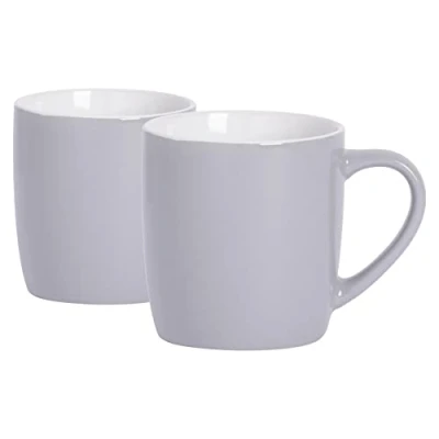 Image of 2x Grey 350ml Coloured Coffee Mugs By Argon Tableware