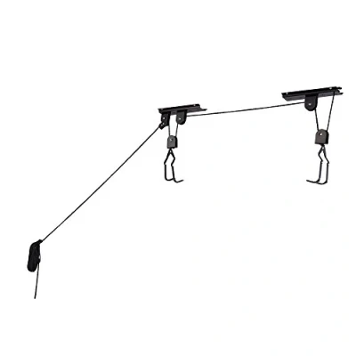 Image of RAD Sportz Bicycle Hoist Quality Garage Storage Bike Lift with 100 lb Capacity Even Works as Ladder Premium Quality, Black