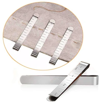 Image of Sewing Clips Set of 20 Stainless Steel Hemming 3 Inches Measurement Ruler