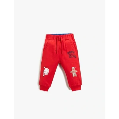 Image of Koton Babyboys Jogger Sweatpants Snowman Printed Drawstring Pockets Sweatpants, RED(401),