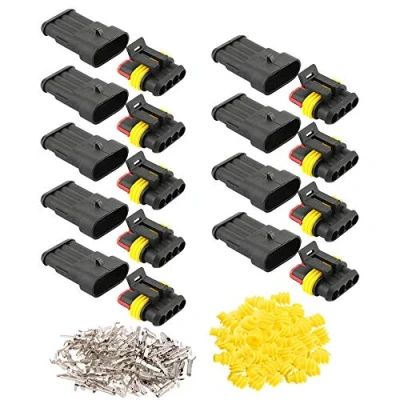 Image of QitinDasen 9 Set 4 Pin Waterproof Car Electrical Connectors, Sealed Connector Plug Socket Kit, for Truck Boat
