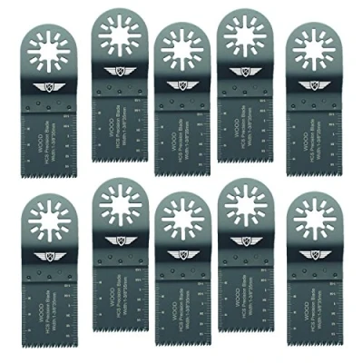 Image of 10 x 35mm TopsTools UN35J_10 Coarse Wood Cutting Blades Compatible with Bosch Fein (Non StarLock) Makita Milwaukee Einhell Ergotools Hitachi Parkside Ryobi Worx Workzone Multi tool Accessories
