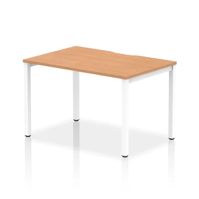 Image of Evolve Single White Frame Bench Desk 1200 Oak BE120