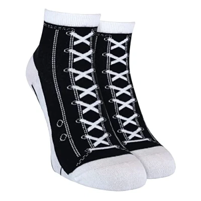 Image of Sock Snob 2 Pairs Unisex Adult Socks that look like Shoes/Sneakers/Baseball Boots (6 11 uk, Black)