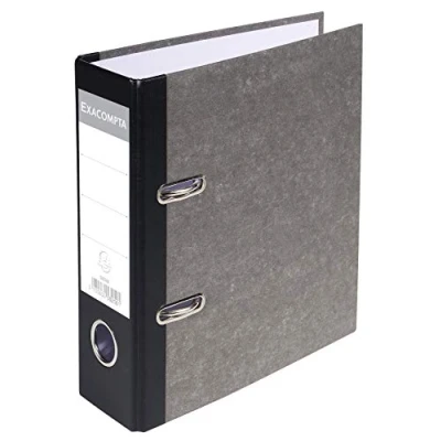 Image of Exacompta Ref 53210E PVC Lever Arch File 230 x 215mm in Size, Suitable for Portrait A5 Documents, 70mm Spine, Rings, Reinforced Metal Finger Pull Black