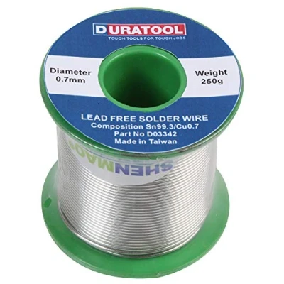 Image of Duratool D03342 Lead Free Solder Wire, 0.7mm Wire Diameter, 250g