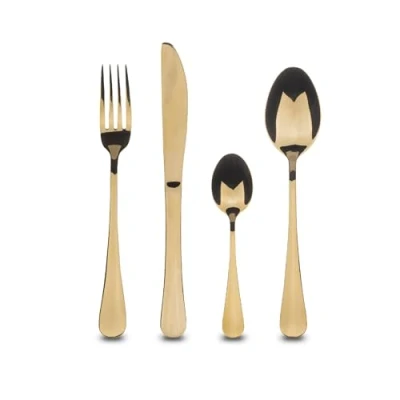 Image of Bergner Munich 24 Piece Cutlery Set for 6 Servings Stainless Steel Thickness 2.5 mm Champagne Colour Mirror Polished Dishwasher Safe Ideal Everyday Use