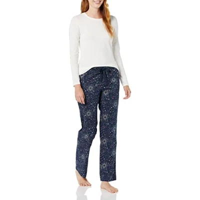 Image of Amazon Essentials Women&#039;s Poplin Sleep Trousers, Navy Celestial Stars, S