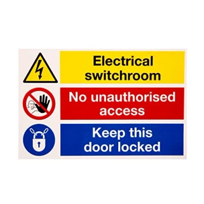 Image of Warning signs Electrical switchroom IS10601RP Self adhesive rigid plastic Pack of 1 150 x 225