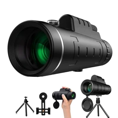Image of HD Monocular Telescope, Waterproof pocket monoculars for adults with Smartphone Adapter &amp; Tripod, High Power Clear Low Light Vision mini Zoom Focus Bird Watching Hunting