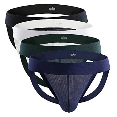 Image of Billtop Men&#039;s Jockstrap Mesh Pouch Athletic Supporters Underwear, 4 Pack Assorted 02, XL
