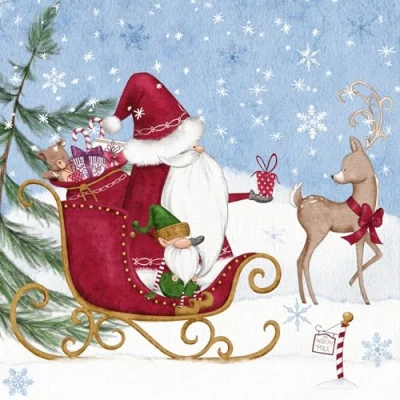 Image of Anniversary House Tiflair Santa in The North Pole Lunch Napkins 3 ply Pack of 20