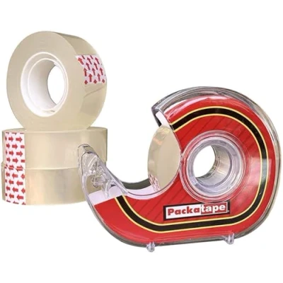 Image of Cellotape 3 Clear Transparent Rolls 18mm x 33m Tape Dispenser Included Ideal for Gift Wrap Christmas Birthday Home or Office Stationery