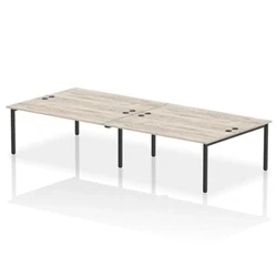Image of Impulse Bench B2B 4 Person 1800 Black Frame Office Desk Grey Oak