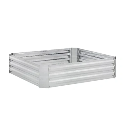 Image of Relaxdays Raised Flowerbed, Galvanised Metal, for Flowers, Plants &amp; Vegetables, HxWxD 30x120x90 cm, Square Frame, Silver, Iron, 30 x 120 90 cm