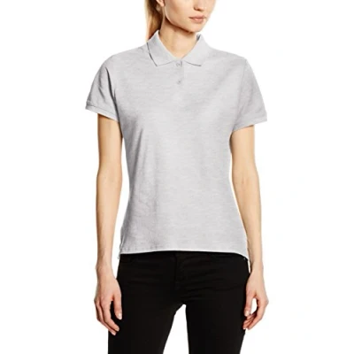 Image of FRUIT OF THE LOOM Women&#039;s Premium Polo Shirt, Heather Grey, L UK