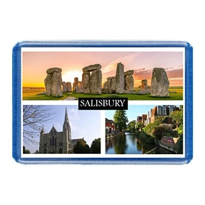 Image of Salisbury Postcard Style Design 7cm x 4.5cm Novelty Tourism Fridge Magnet.