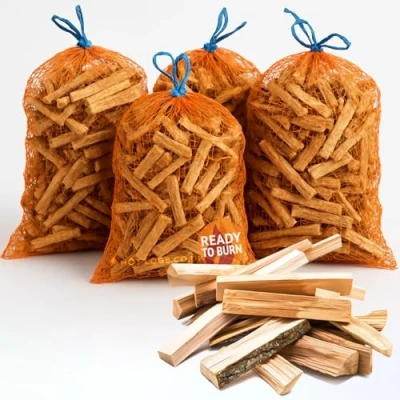 Image of 4x Nets Kiln Dried Kindling Wood 10KG Bumper Pack of Bags Natural Firelighters For Woodburning Stove, Log Burner, Open Fire Pit, Camping BBQ Pizza Oven. Starters Ready To Burn Approx