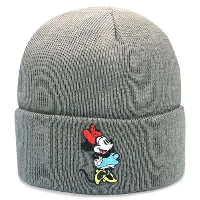 Image of Disney Knit Beanie Winter Hat for Women Minnie Mouse, Grey Beanie, Small Large