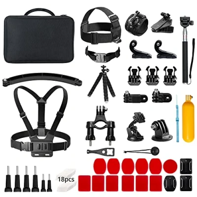 Image of AKASO 60 in 1 Action Camera Accessory Kit with Collection Bag, Compatible EK7000/EK7000 Pro/Brave 4/Brave 7 LE/V50X/V50 Pro/V50 Elite/GoPro Hero 11 10 9 8 7/DJI/Apexcam Cameras